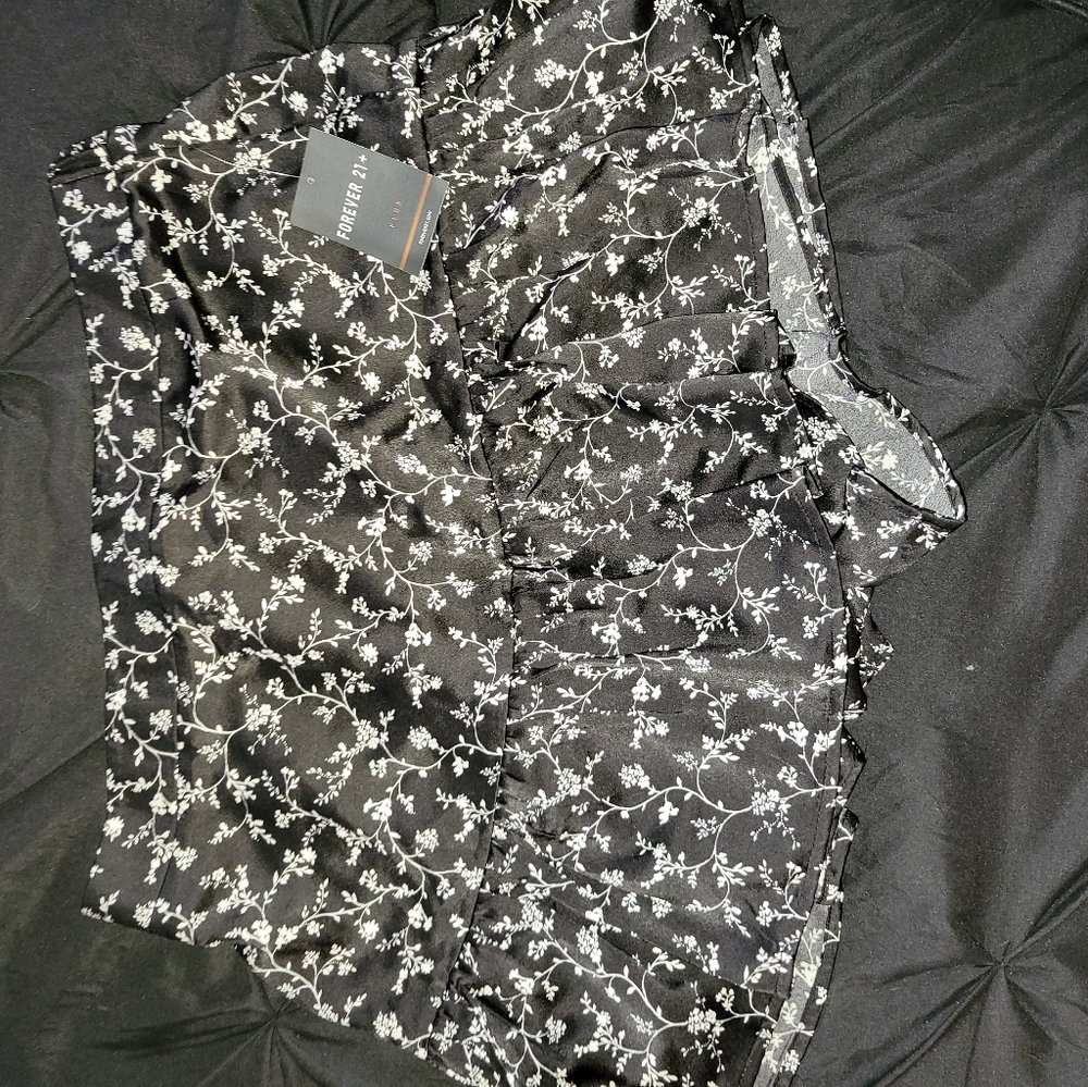 Black Floral Skater Skort